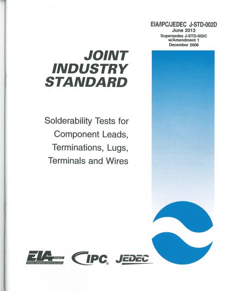 IPC J-STD-002E Solderability Tests for Component Leads, Terminations, Lugs, Terminals and Wires